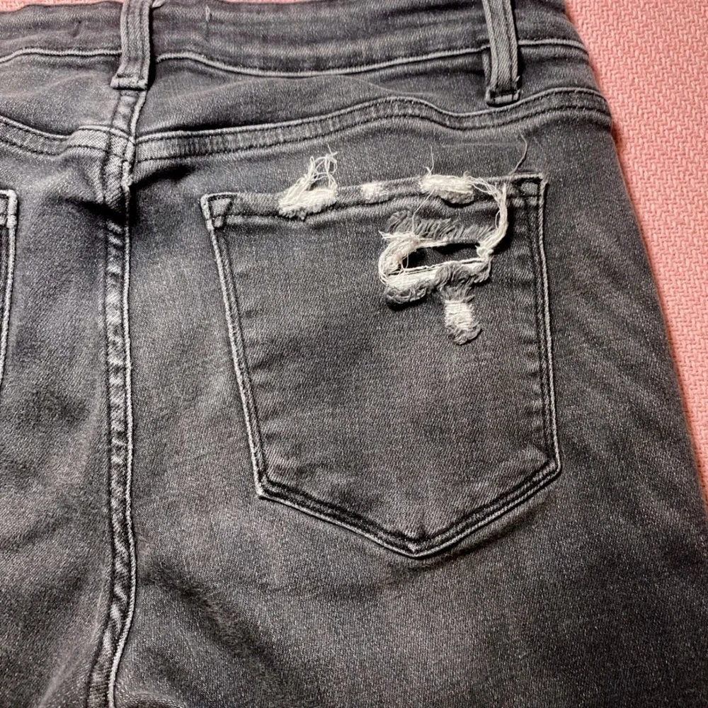 Flying Monkey Womens Distressed Straight Leg Jeans Faded‎ Black Size 29